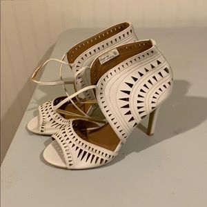 White cutout heels